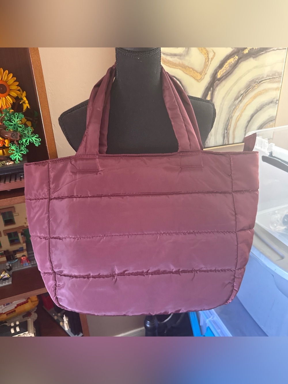 Splits59 Womens Quilted Tote Gym Bag in Maroon